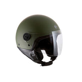 Casco EL'JETTIN 6.0, un casco demi-jet in policarbonato. Colore verde opaco. Di TUCANO URBANO.
